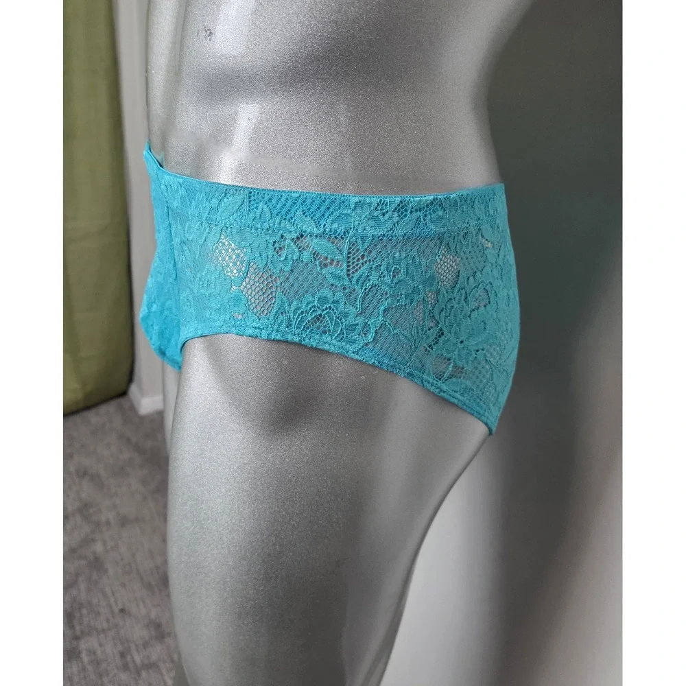 Cosabella Never‎ Say Never Mens Low Rise Brief Turquoise Floral Lace Teal